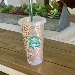 Rose Gold Cheetah Starbucks Reusable Cup